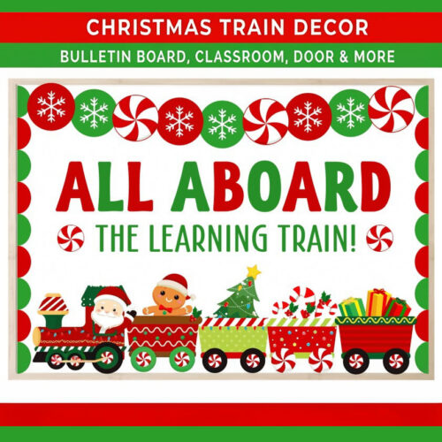 Christmas Train Bulletin Board DIY Activity Set with Lesson Plan