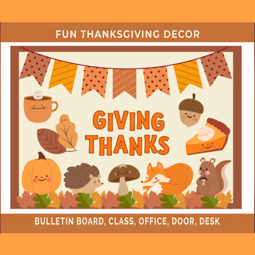 Thanksgiving Bulletin Board DIY Activity Set with Lesson Plan