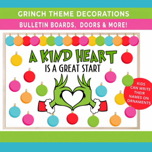 Colorful Grinch Bulletin Board DIY Activity Set with Lesson Plan
