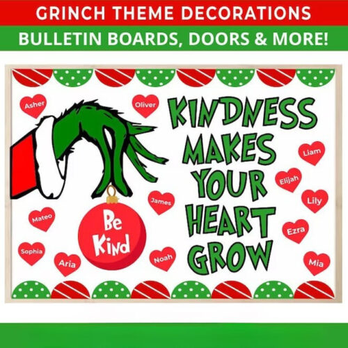 Grinch Kindness Bulletin Board DIY Activity Set with Lesson Plan