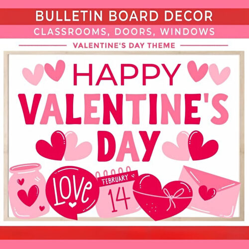 Happy Valentines Bulletin Board DIY Activity Set with Lesson Plan
