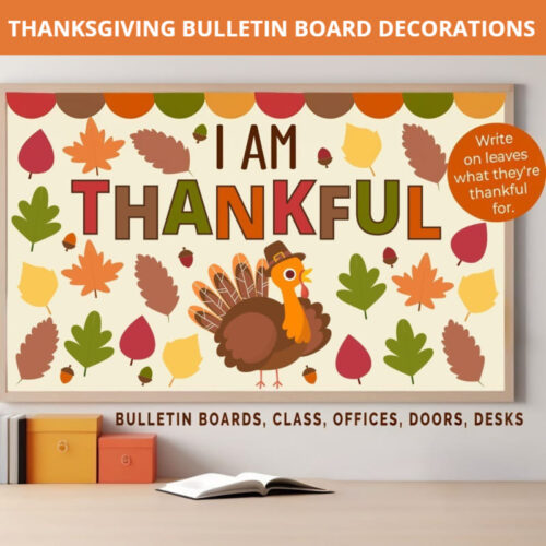 Thanksgiving Leaves Bulletin Board DIY Activity Set with Lesson Plan