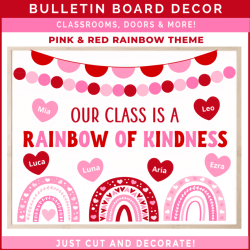 Pink & Red Rainbow Bulletin Board DIY Activity Set with Lesson Plan