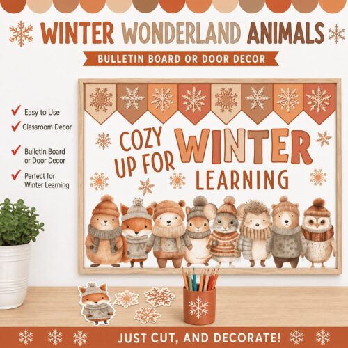 Winter Animals Bulletin Board DIY Activity Set with Lesson Plan