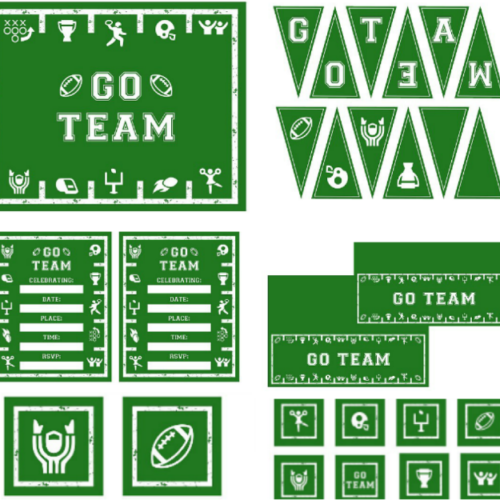 Green & White Football Classroom Party Activity Set with Lesson Plan