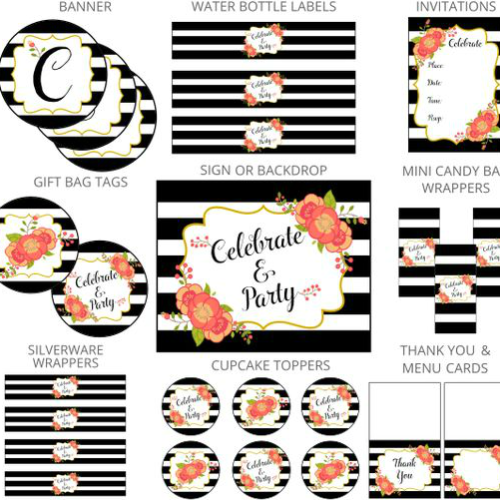 Striped Floral Classroom Party Activity Set with Lesson Plan