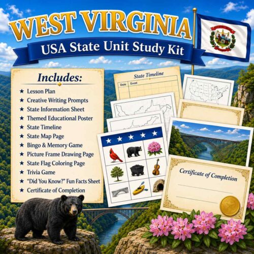 West Virginia USA State Unit Study Pack