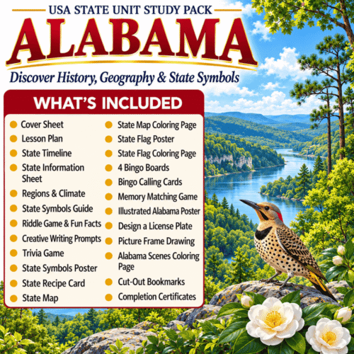 Alabama USA State Unit Study Pack