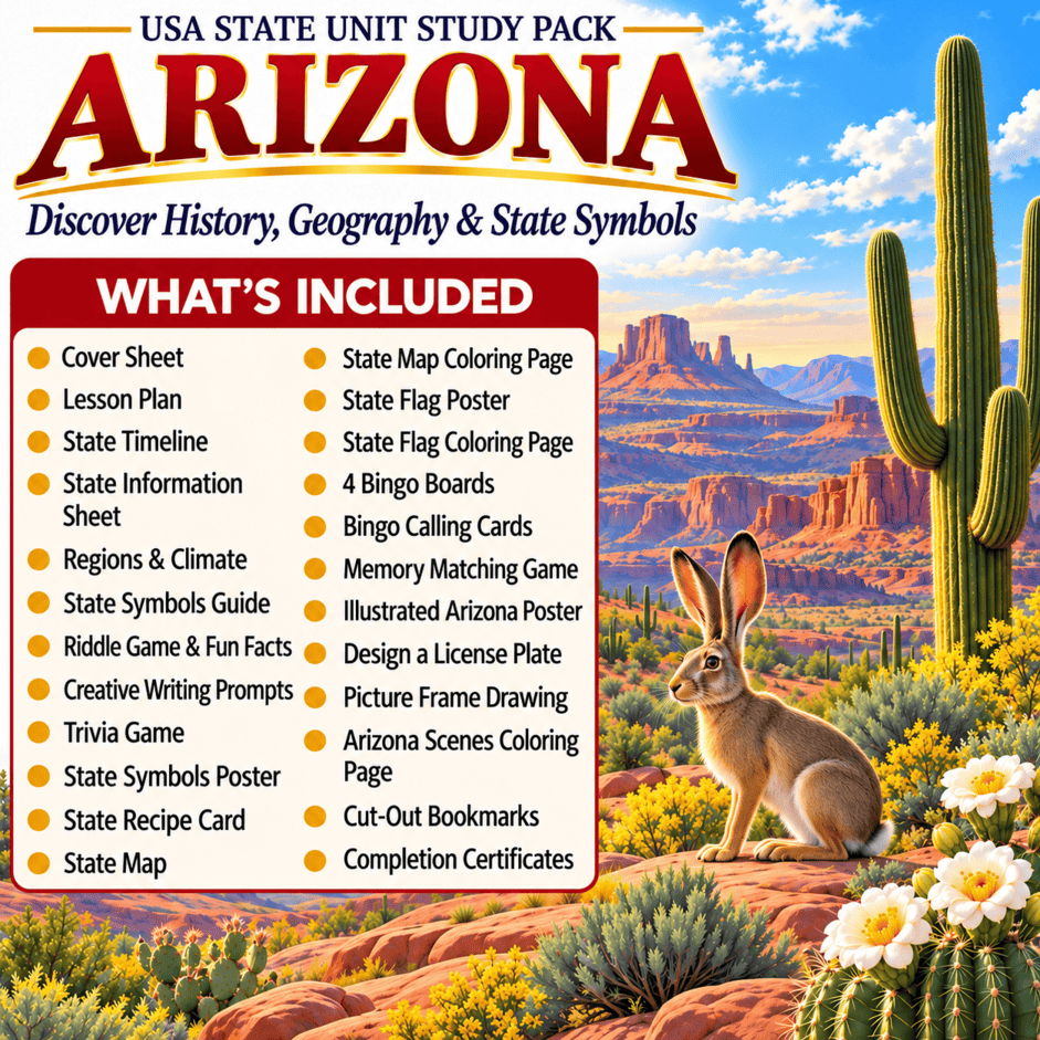 Arizona USA State Unit Study Pack
