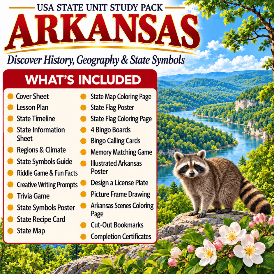 Arkansas USA State Unit Study Pack