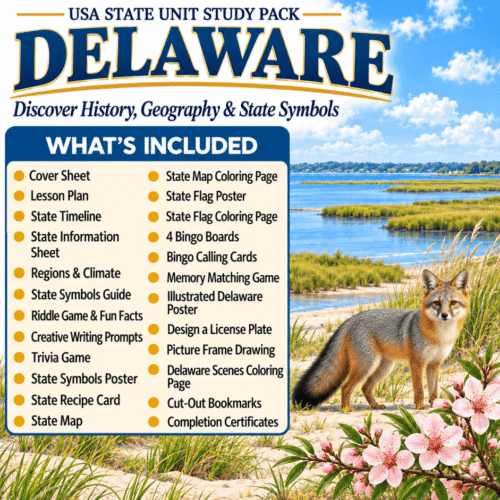 Delaware USA State Unit Study Pack