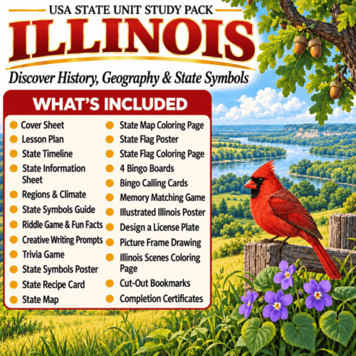 Illinois USA State Unit Study Pack