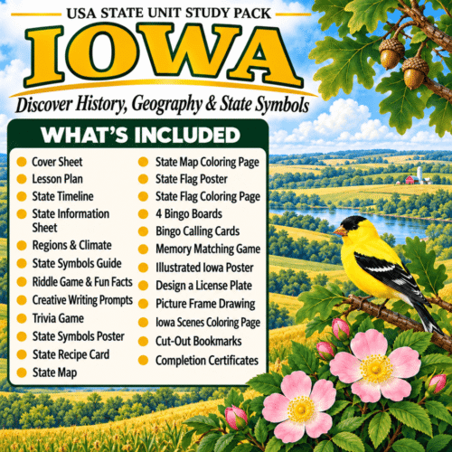 Iowa USA State Unit Study Pack