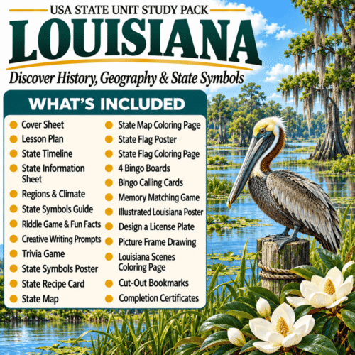 Louisiana USA State Unit Study Pack