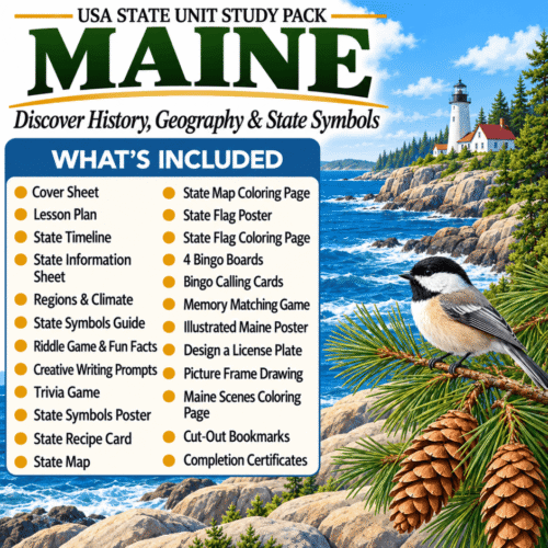 Maine USA State Unit Study Pack