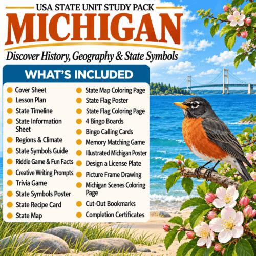 Michigan USA State Unit Study Pack