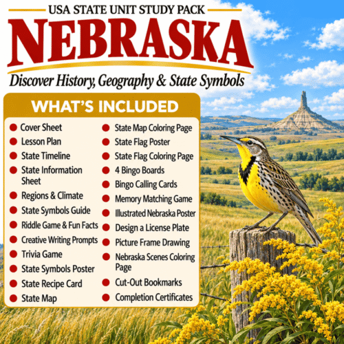 Nebraska USA State Unit Study Pack