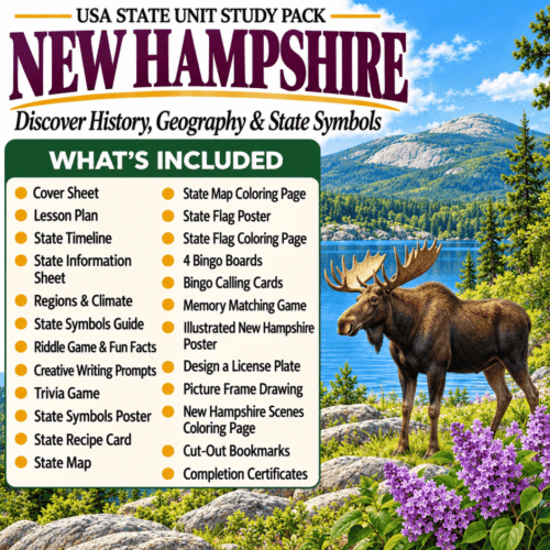 New Hampshire USA State Unit Study Pack