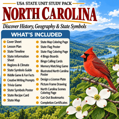 North Carolina USA State Unit Study Pack