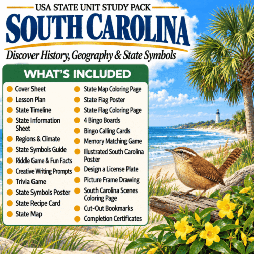 South Carolina USA State Unit Study Pack
