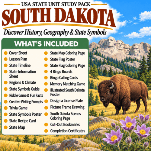South Dakota USA State Unit Study Pack