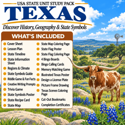 Texas USA State Unit Study Pack
