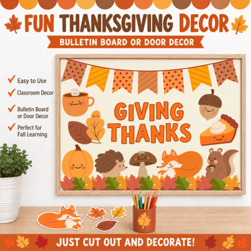 Thanksgiving Bulletin Board DIY Activity Set with Lesson Plan