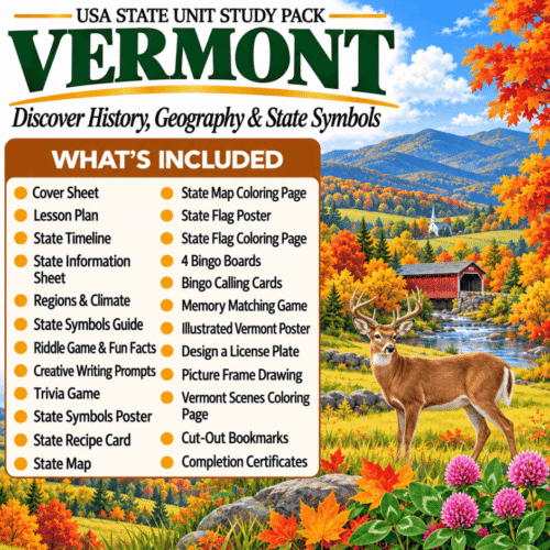 Vermont USA State Unit Study Pack