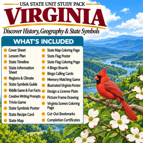 Virginia USA State Unit Study Pack