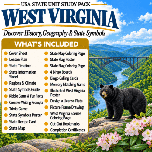 West Virginia USA State Unit Study Pack