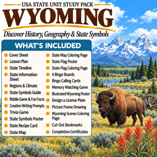 Wyoming USA State Unit Study Pack